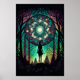 Psychedelische Mandala Bos Poster | Trippy 1