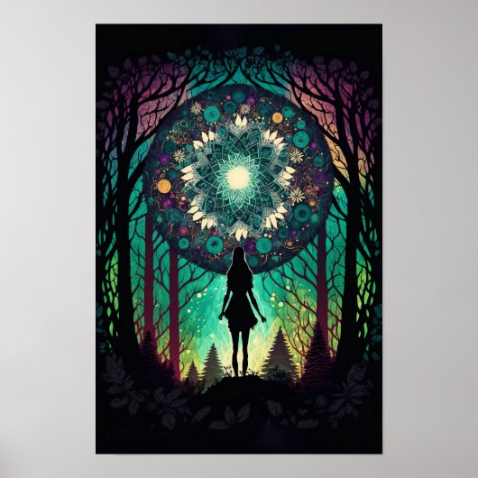 Psychedelische Mandala Bos Poster | Trippy 1 (Voorkant)