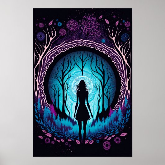 Psychedelische Mandala Bos Poster | Trippy 2 (Voorkant)