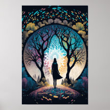 Psychedelische Mandala Bos Poster | Trippy 3
