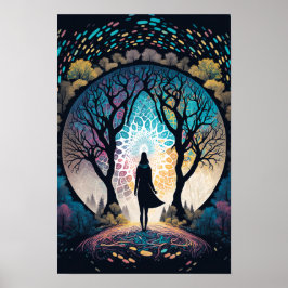 Psychedelische Mandala Bos Poster | Trippy 3