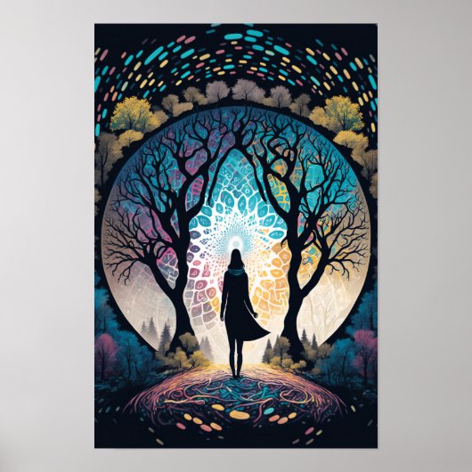 Psychedelische Mandala Bos Poster | Trippy 3 (Voorkant)