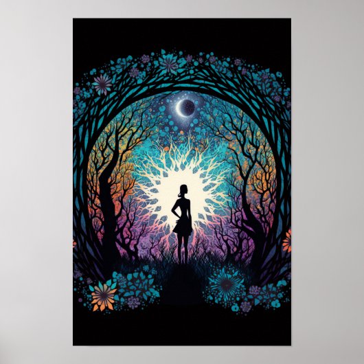 Psychedelische Mandala Bos Poster | Trippy 4 (Voorkant)