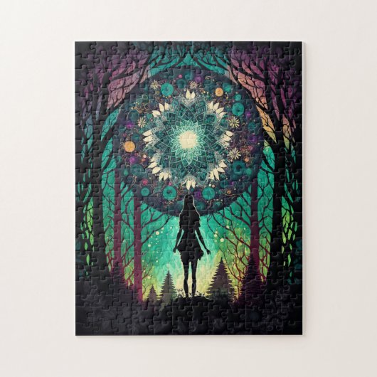 Psychedelische Mandala Bos Puzzel | Boho Kunst (Verticaal)