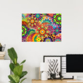 PSYCHEDELISCHE MANDALA FLORALE ABSTRACTE | BOHO-KU POSTER (Thuiskantoor)