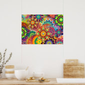 PSYCHEDELISCHE MANDALA FLORALE ABSTRACTE | BOHO-KU POSTER (Keuken)