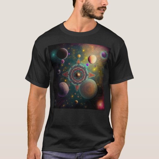 Psychedelische mandala in het universum t-shirt (Voorkant)