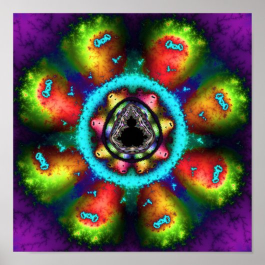 Psychedelische Mandelbrot Fractal Poster (Voorkant)