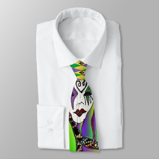 Psychedelische Mardi Gras Masker Kunstprint Stropdas (Gebonden)