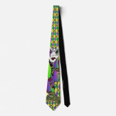 Psychedelische Mardi Gras Masker Kunstprint Stropdas (Voorkant)