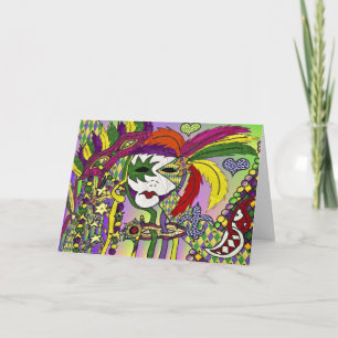Psychedelische Mardi Gras Veermasker Kaart
