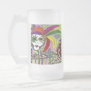 Psychedelische Mardi Gras Veermasker Matglas Bierpul