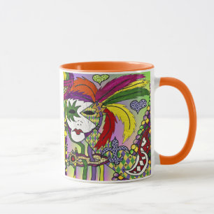 Psychedelische Mardi Gras Veermasker Mok