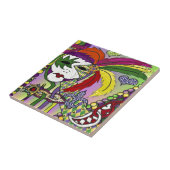 Psychedelische Mardi Gras Veermasker Tegeltje (Zijkant)