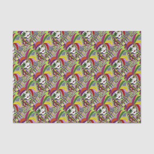 Psychedelische Mardi Gras Veermasker Tissuepapier (Voorkant)