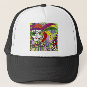 Psychedelische Mardi Gras Veermasker Trucker Pet