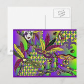 Psychedelische Mardi Gras Veermaskers Kleding Cade Briefkaart (Voorkant / Achterkant)