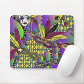 Psychedelische Mardi Gras Veermaskers Kleding Cade Muismat (Met muis)