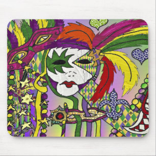 Psychedelische Mardi Gras Veermaskers Kleding Cade Muismat