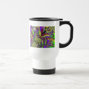 Psychedelische Mardi Gras Veermaskers Kleding Cade Reisbeker