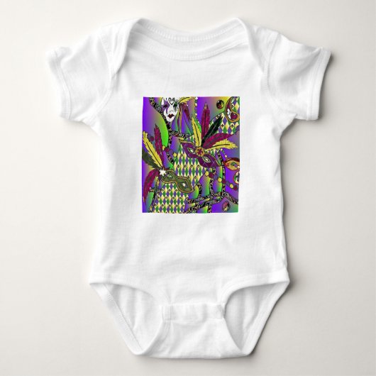 Psychedelische Mardi Gras Veermaskers Kleding Cade Romper (Voorkant)