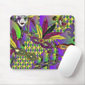 Psychedelische Mardi Gras Veermaskers Muismat (Met muis)