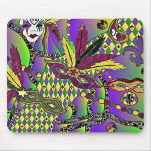 Psychedelische Mardi Gras Veermaskers Muismat