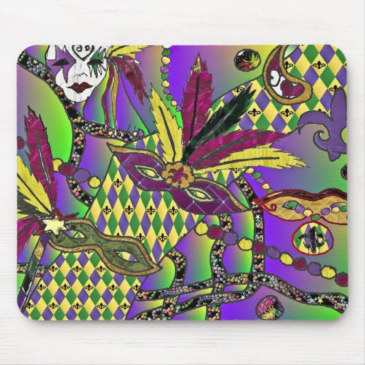 Psychedelische Mardi Gras Veermaskers Muismat (Voorkant)