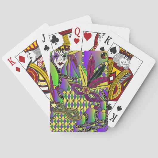 Psychedelische Mardi Gras Veermaskers Pokerkaarten (Achterkant)