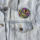 Psychedelische Mardi Gras Veermaskers Ronde Button 5,7 Cm (In situ)
