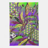 Psychedelische Mardi Gras Veermaskers Theedoek (Verticaal)