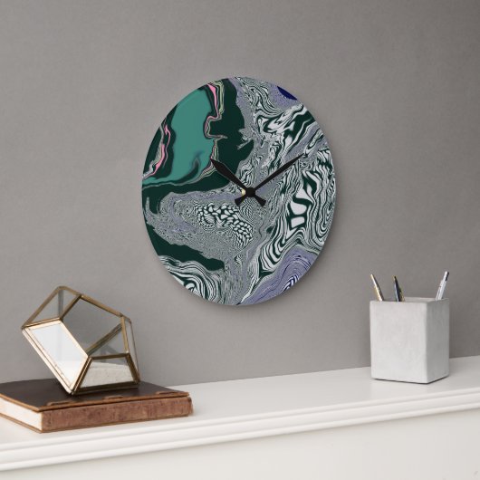 psychedelische marmeren werveling grote klok (Kantoor)