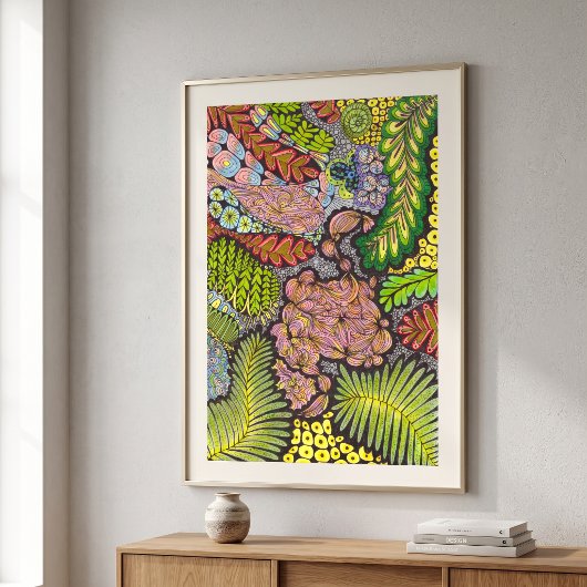 Psychedelische Maximalistische Boho Abstracte Bota Poster