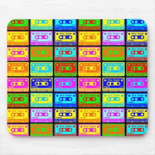 Psychedelische Mix Tape Pop Muismat (Voorkant)
