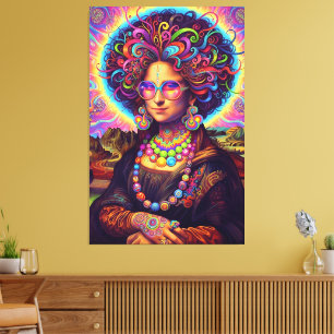 Psychedelische Mona Lisa Stijl Canvas Afdruk