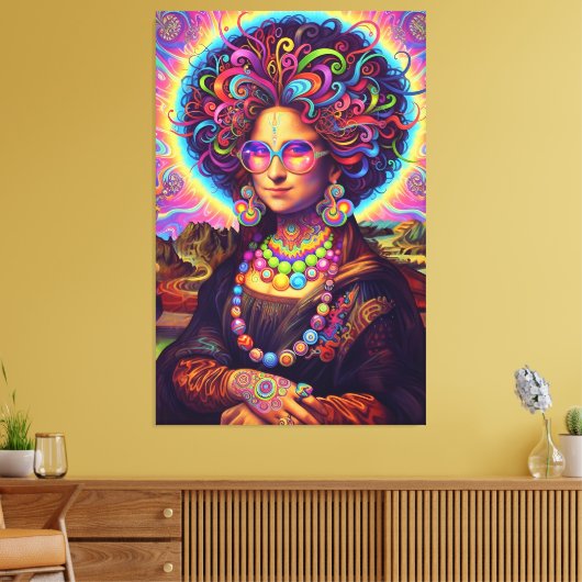 Psychedelische Mona Lisa Stijl Canvas Afdruk (Insitu (Woonkamer))