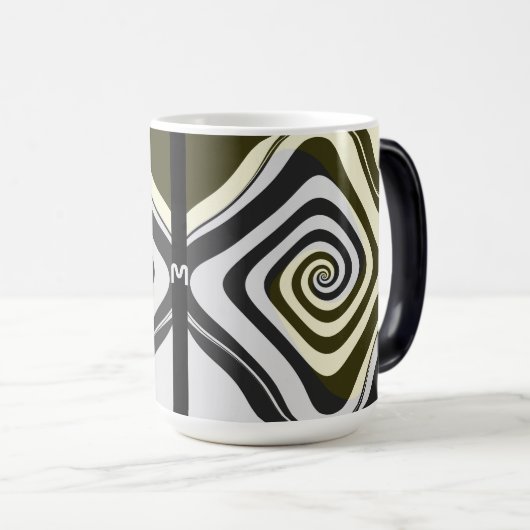 Psychedelische monogram wervelgroovy fractale kuns magische mok (Voorkant rechts)