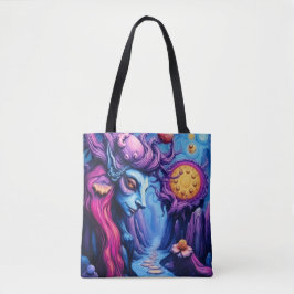 Psychedelische Mystieke Fantasy Alien Dreamscape Tote Bag
