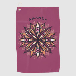 Psychedelische naam Bloemenkunst met griezelig oog Golfhanddoek