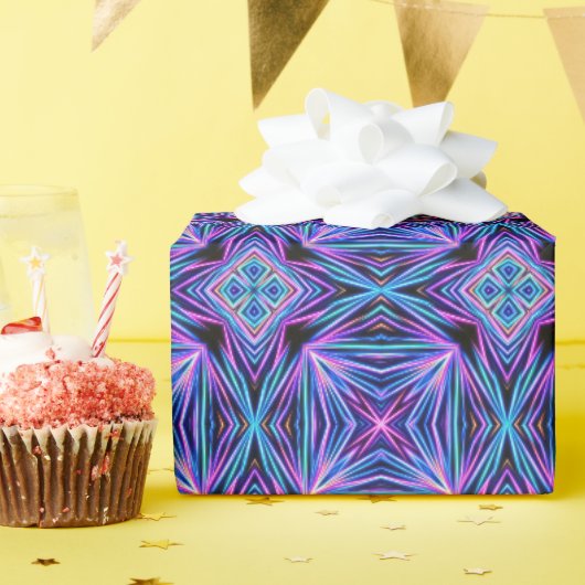 Psychedelische Neon Abstracte Explosie Cadeaupapier (Verjaardagsfeest)
