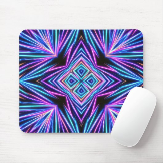 Psychedelische Neon Abstracte Explosie Muismat (Met muis)