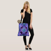 Psychedelische Neon Abstracte Explosie Tote Bag (Op model)