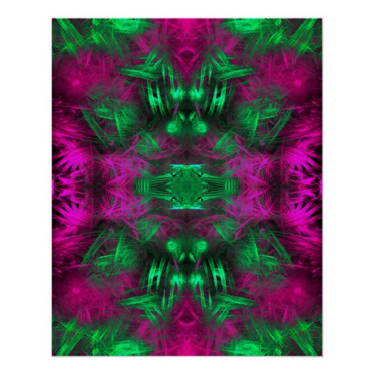 Psychedelische Neon Energie Fractale Kunst Perfect Poster (Voorkant)