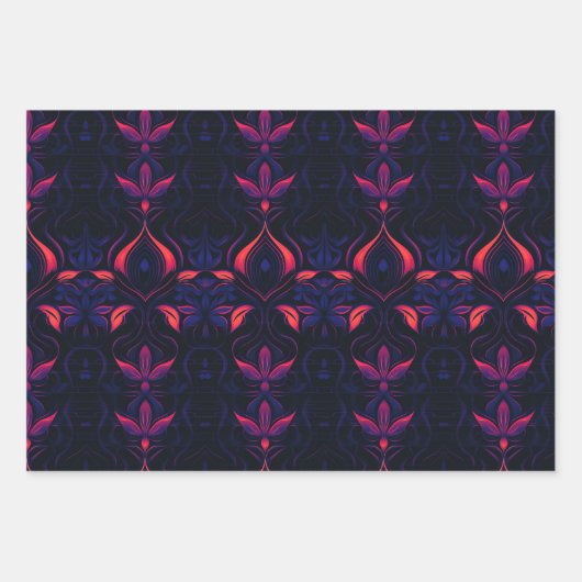 Psychedelische Neon Flower Art Nouveau Patroon Inpakpapier Vel (Voorkant 2)