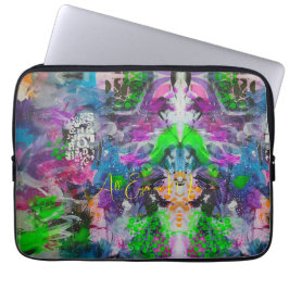 Psychedelische Neon Kaleidoscoop Laptop Sleeve