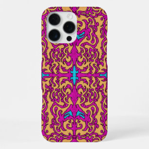 Psychedelische Neon Roze Barok Bloeipatroon iPhone 16 Pro Max Hoesje