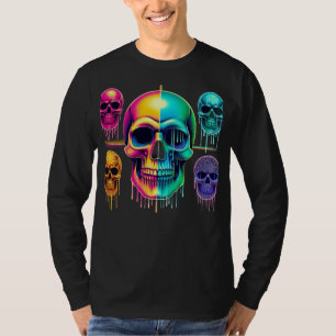 Psychedelische Neon Skulls: een levendige digitale T-shirt