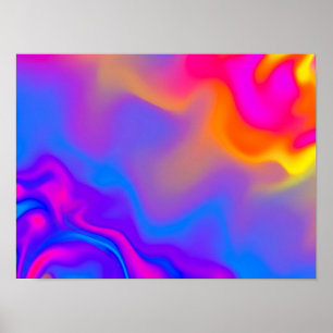 Psychedelische Neon Vloeistof Kleurenveld Poster