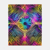 Psychedelische neonlijnen met bloemenkunst fleece deken (Voorkant)