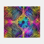 Psychedelische neonlijnen met bloemenkunst fleece deken (Voorkant (Horizontaal))